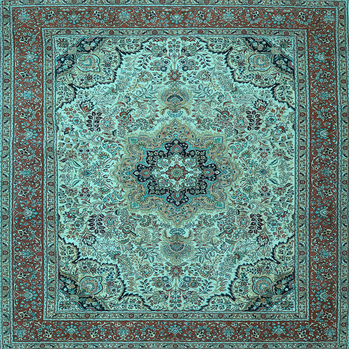 Square Medallion Light Blue Traditional Rug, tr385lblu