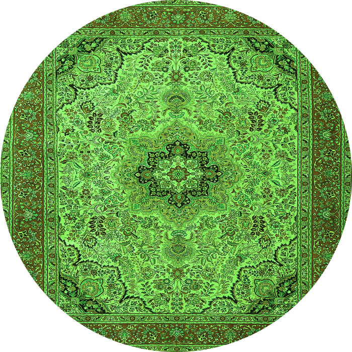 Square Medallion Green Traditional Rug, tr385grn