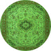 Square Medallion Green Traditional Rug, tr385grn