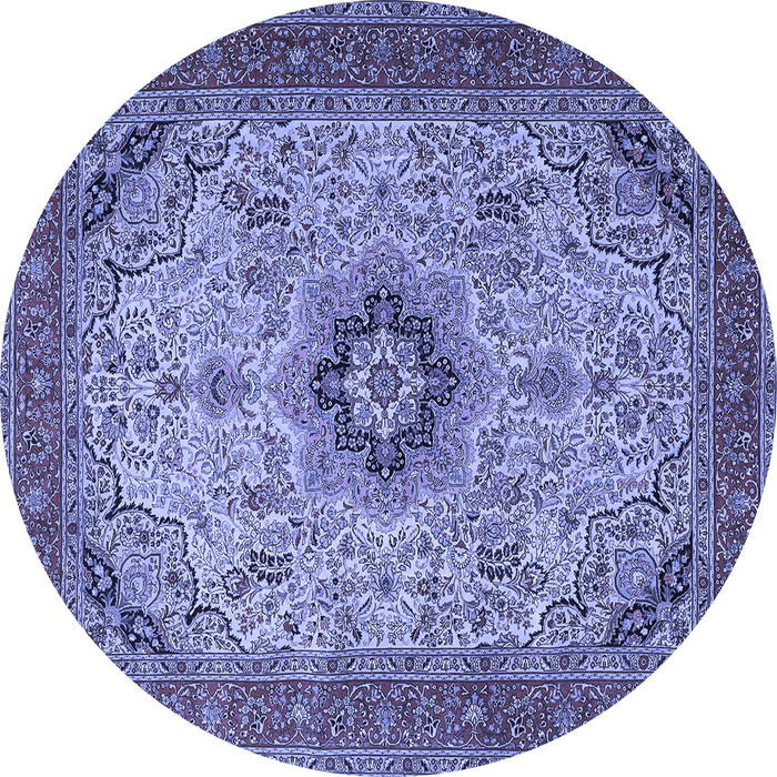 Round Medallion Blue Traditional Rug, tr385blu
