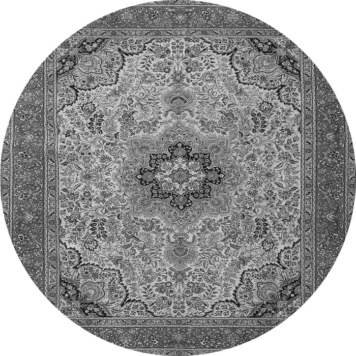 Machine Washable Medallion Gray Traditional Rug, wshtr385gry
