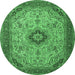 Round Medallion Emerald Green Traditional Rug, tr385emgrn