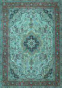 Medallion Light Blue Traditional Rug, tr385lblu