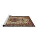 Sideview of Machine Washable Traditional Brown Green Rug, wshtr386