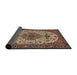 Sideview of Traditional Brownish Green Medallion Rug, tr386