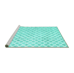 Sideview of Trellis Turquoise Modern Area Rugs, wshtr3860turq