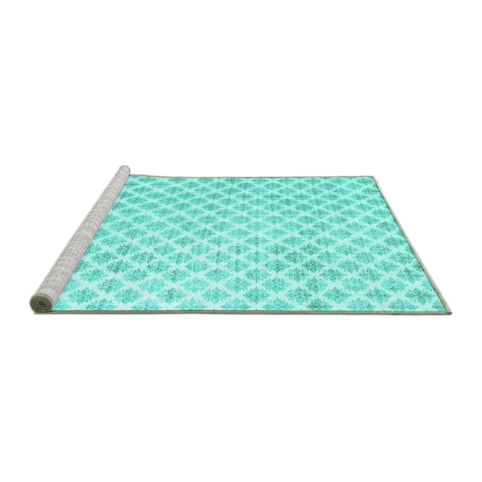 Sideview of Trellis Turquoise Modern Area Rugs, wshtr3860turq