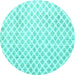 Round Trellis Turquoise Modern Rug, tr3860turq