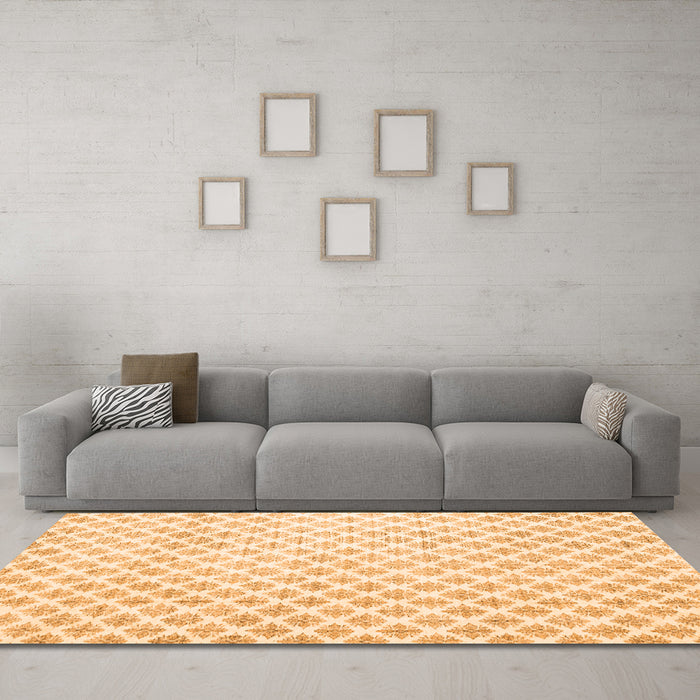 Trellis Orange Modern Area Rugs in a Living Room, wshtr3860org