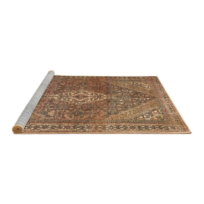 Sideview of Machine Washable Traditional Saddle Brown Rug, wshtr3861