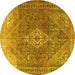 Round Medallion Yellow Traditional Rug, tr3861yw