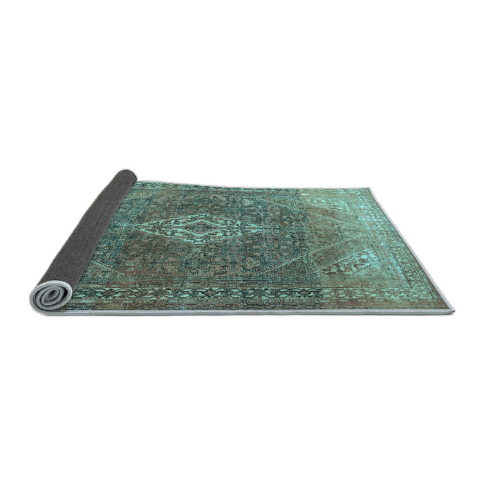 Sideview of Medallion Light Blue Traditional Rug, tr3861lblu