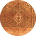 Machine Washable Medallion Orange Traditional Area Rugs, wshtr3861org