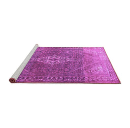 Sideview of Machine Washable Medallion Purple Traditional Area Rugs, wshtr3861pur
