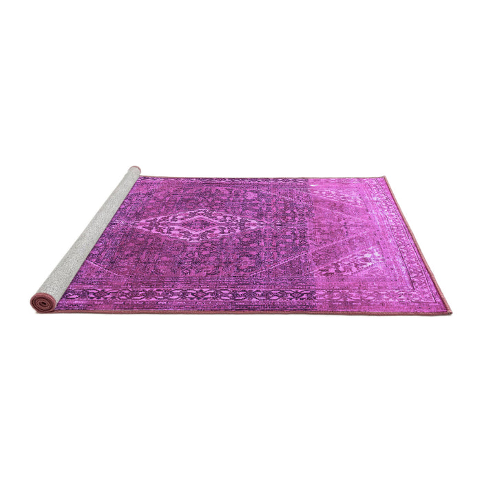 Sideview of Machine Washable Medallion Purple Traditional Area Rugs, wshtr3861pur
