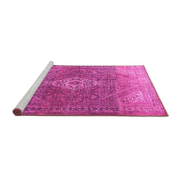 Sideview of Machine Washable Medallion Pink Traditional Rug, wshtr3861pnk