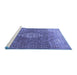 Sideview of Machine Washable Medallion Blue Traditional Rug, wshtr3861blu