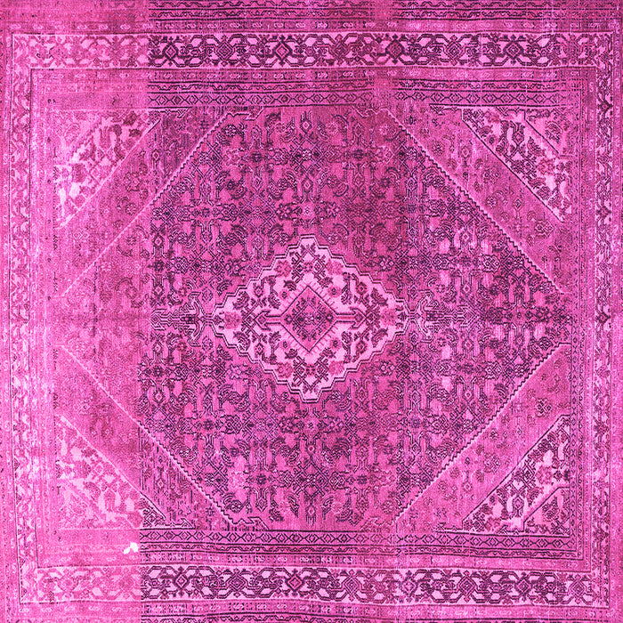Square Machine Washable Medallion Pink Traditional Rug, wshtr3861pnk