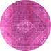 Round Medallion Pink Traditional Rug, tr3861pnk