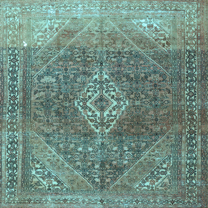 Square Medallion Light Blue Traditional Rug, tr3861lblu