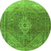 Machine Washable Medallion Green Traditional Area Rugs, wshtr3861grn