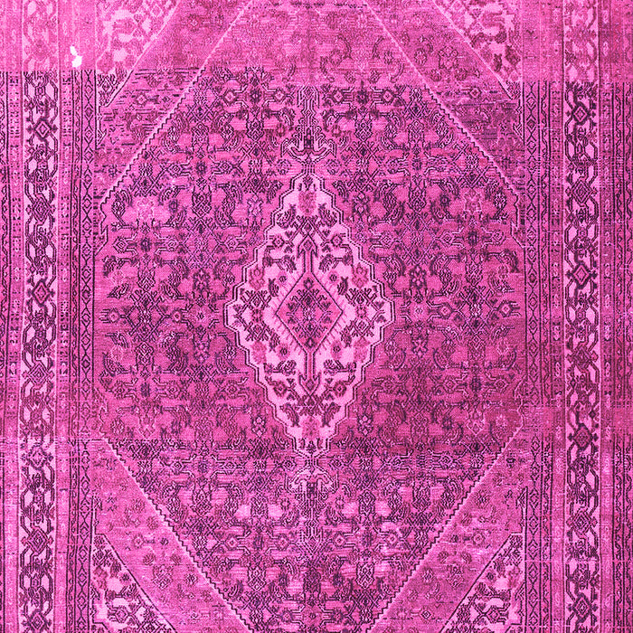 Machine Washable Medallion Pink Traditional Rug, wshtr3861pnk