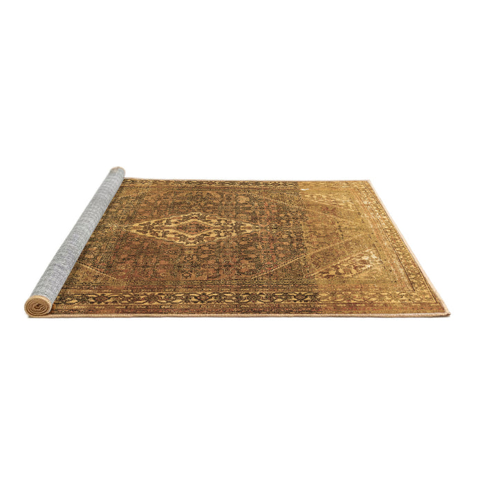 Sideview of Machine Washable Medallion Brown Traditional Rug, wshtr3861brn