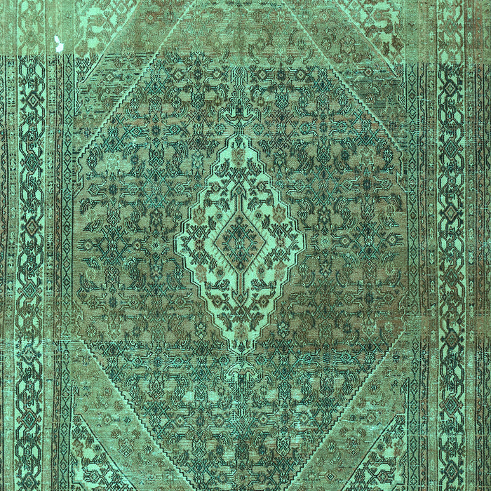 Machine Washable Medallion Turquoise Traditional Area Rugs, wshtr3861turq