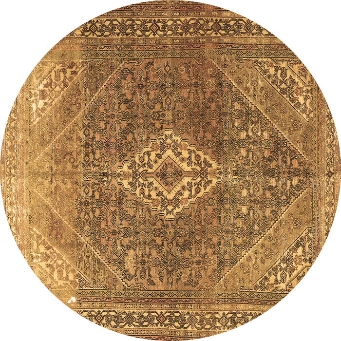 Round Medallion Brown Traditional Rug, tr3861brn