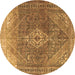 Round Medallion Brown Traditional Rug, tr3861brn