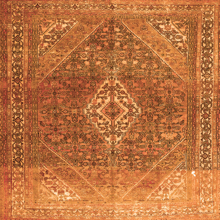 Serging Thickness of Medallion Orange Traditional Rug, tr3861org
