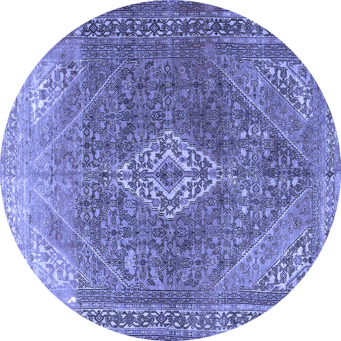 Round Medallion Blue Traditional Rug, tr3861blu