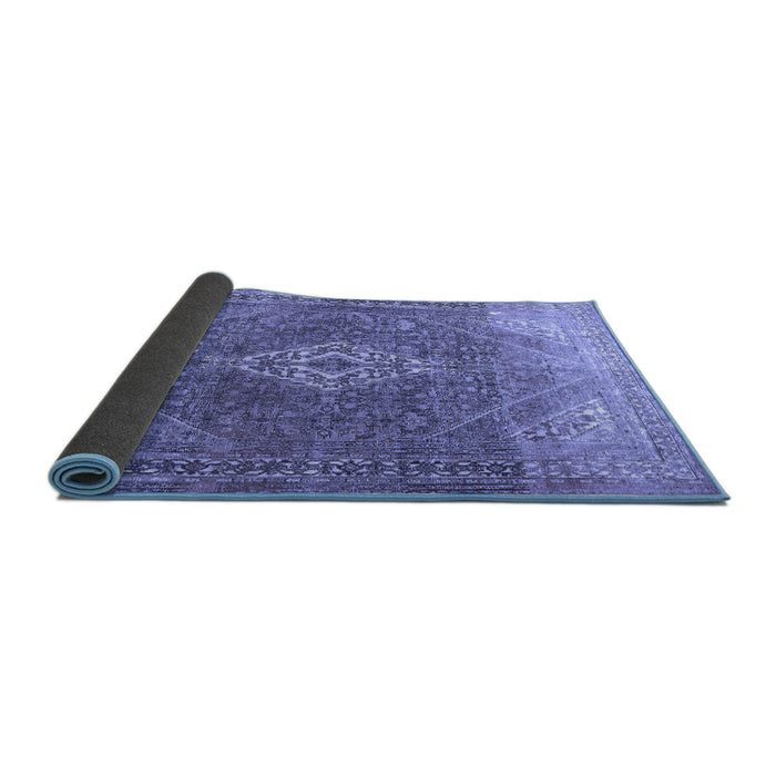 Sideview of Medallion Blue Traditional Rug, tr3861blu