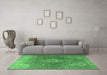 Machine Washable Medallion Emerald Green Traditional Area Rugs in a Living Room,, wshtr3861emgrn