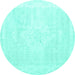 Round Persian Turquoise Traditional Rug, tr3862turq