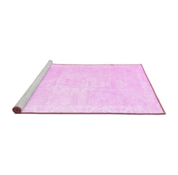 Sideview of Machine Washable Persian Pink Traditional Rug, wshtr3862pnk