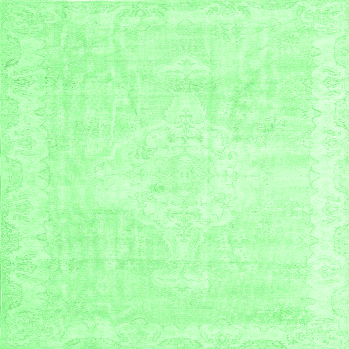 Square Machine Washable Persian Emerald Green Traditional Area Rugs, wshtr3862emgrn