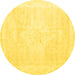 Round Persian Yellow Traditional Rug, tr3862yw