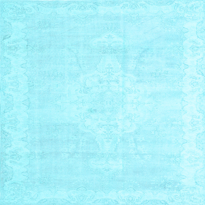 Square Machine Washable Persian Light Blue Traditional Rug, wshtr3862lblu