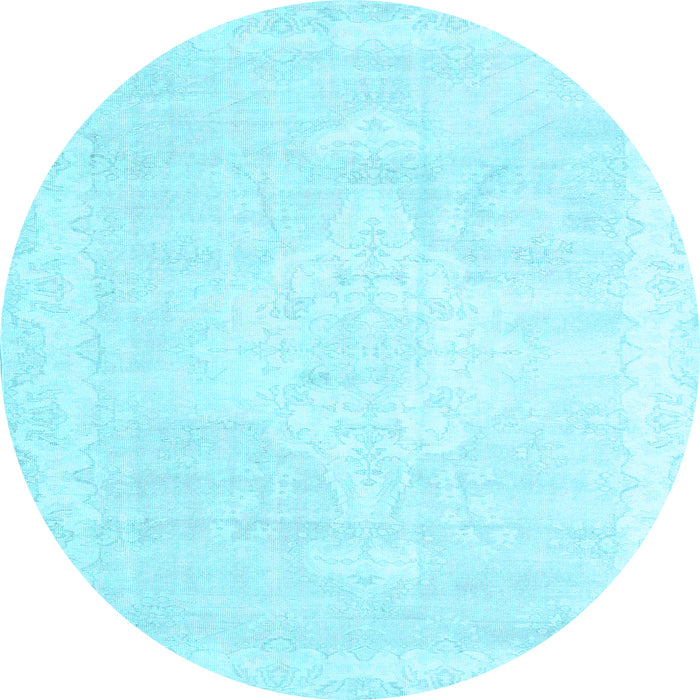 Round Machine Washable Persian Light Blue Traditional Rug, wshtr3862lblu
