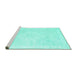 Sideview of Machine Washable Persian Turquoise Traditional Area Rugs, wshtr3862turq