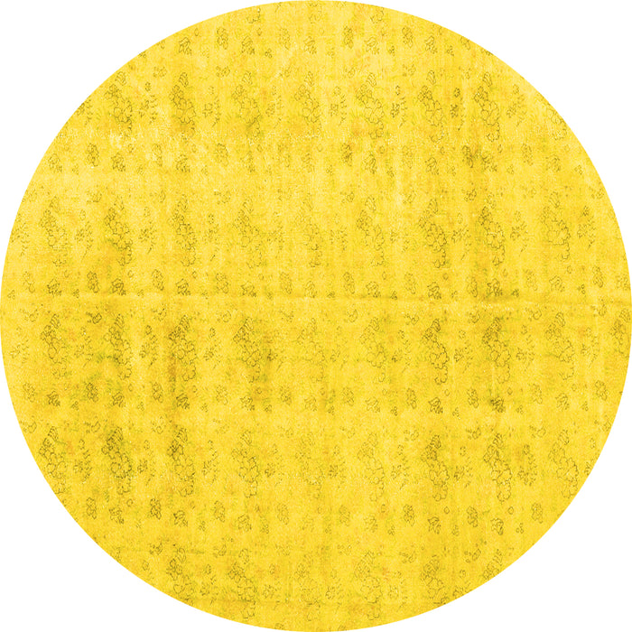 Round Machine Washable Persian Yellow Traditional Rug, wshtr3863yw