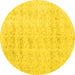 Round Machine Washable Persian Yellow Traditional Rug, wshtr3863yw