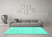 Machine Washable Persian Turquoise Traditional Area Rugs in a Living Room,, wshtr3863turq