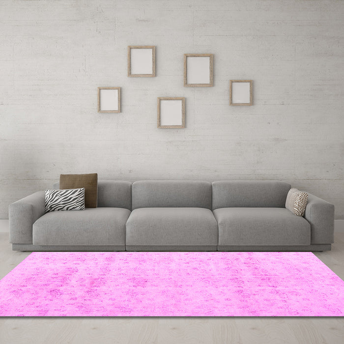 Machine Washable Persian Pink Traditional Rug in a Living Room, wshtr3863pnk