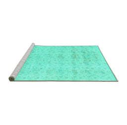 Sideview of Machine Washable Persian Turquoise Traditional Area Rugs, wshtr3863turq