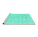 Sideview of Machine Washable Persian Turquoise Traditional Area Rugs, wshtr3863turq