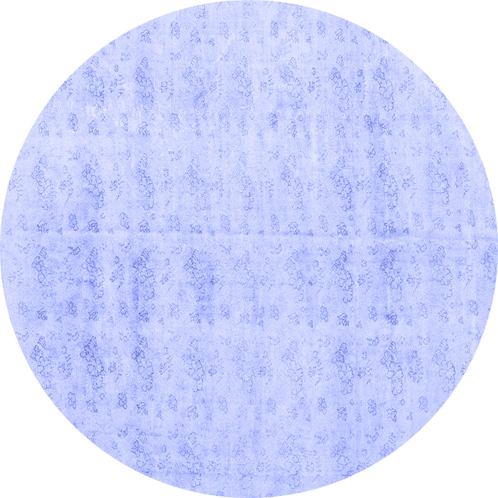 Round Machine Washable Persian Blue Traditional Rug, wshtr3863blu