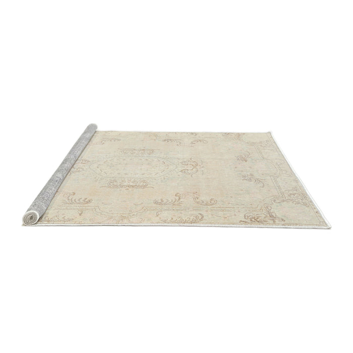 Sideview of Machine Washable Traditional Desert Sand Beige Rug, wshtr3864