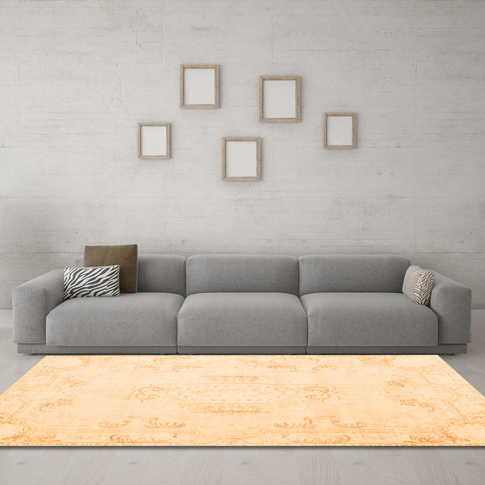 Machine Washable Persian Orange Traditional Area Rugs in a Living Room, wshtr3864org
